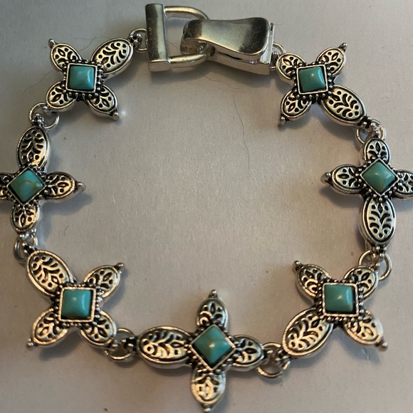 Silver Bracelet Crosses With Turquoise Stones - Picture 2 of 11
